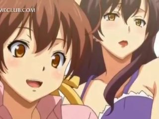 Teenager 3d anime mädel kampf über ein groß pecker