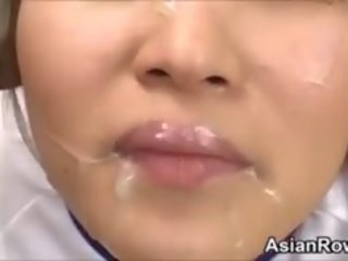 Ugly Asian young lady being used And Cummed On