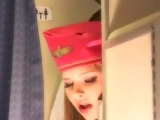 Sedusive stewardeza devine proaspăt sperma aboard