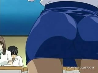 Anime školské učiteľka v krátky sukňa mov pička