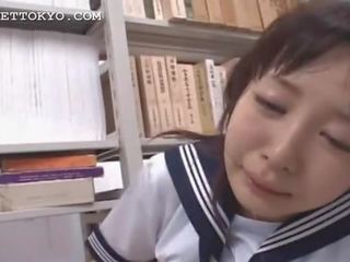 Bruneta asiatic gură inpulit greu în școală bibliotecă