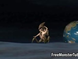3D cutie Fucked On The Moon By An Alien Monster