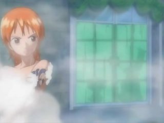 One Piece adult film Nami in extended bath scene