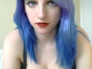 Menakjubkan biru berambut webcam remaja