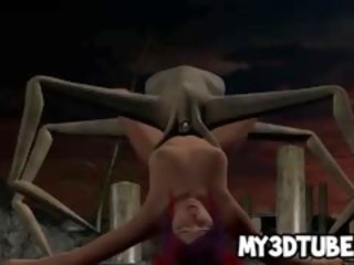 3D Redhead cutie Gets Fucked Hard By An Alien Spider