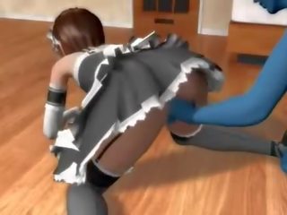 Pussy fingered anime maid blowing monsters johnson