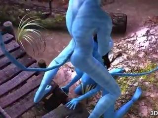 Avatar zeiţă anal inpulit de uriaș albastru putz