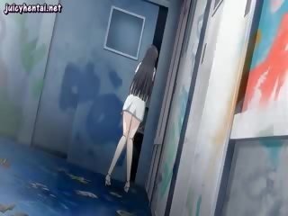 Dark haired hentai young lady gets jizzload