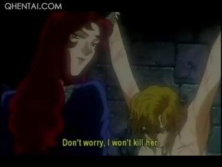 Hentai khó chịu cô hành hạ một cô gái tóc vàng khiêu dâm nô lệ trong chains