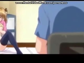 Anime teen daughter leads fun fuck in bed