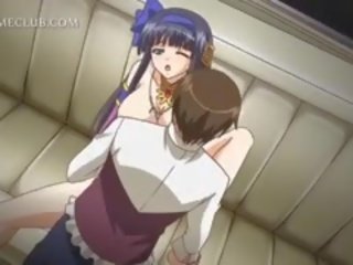 Busty Anime Teen Gets Fucked Doggy Style On The Back Seat