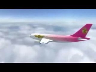 हॉट को trot हवा hostess शहद फक्किंग में विमान