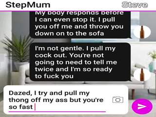 Alluring MILF and Son Fuck on Their Sofa Sexting Roleplay