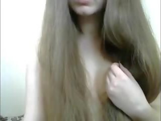 Outstanding Long Haired Hairplay Striptease and Brushing