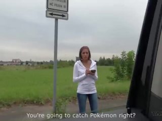 Excelente elite pokemon caçador mamalhuda diva convencido para caralho desconhecido em dirigindo furgão