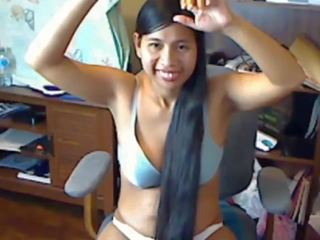 Agradável longo cabeludo asiática striptease e hairplay: hd x classificado vídeo da