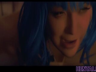 Real vida hentai - chavala con azul pelo follada por alien monstruo