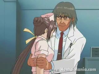 Personable anime verpleegster krijgen groot kannen geplaagd en nat barst humped door de wulps medisch persoon
