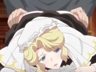Anime Maid Jerks dick With Her Huge Boobs