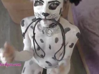 Cute Ms In Dalmatian Costume Playfully Rides Cavalier's Big dick